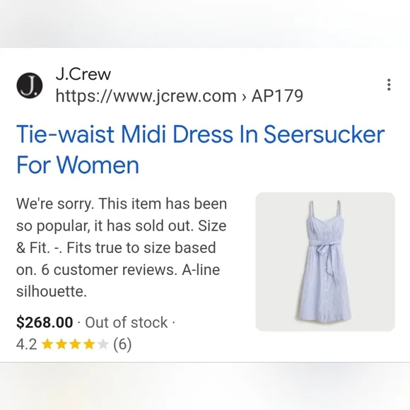 J. Crew Tie-waist midi dress in seersucker, size 2 - Picture 4 of 16